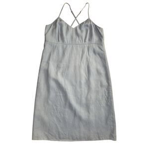 Old Navy Women’s Dress Empire Waist Linen Spaghetti Straps Blue Lined Sz 14 Zip